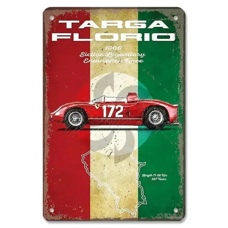 Metal Tin Signs Racing Car Plaque Metal Poster F1 Racetrack Nostalgic Vintage Metal Wall Art Decor for Garage Racing Club Home