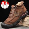 Мужские походные ботинки, высокие кожаные плюшевые уличные хлопковые ботинки, большие размеры 39-46
