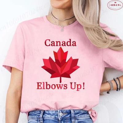 Футболка женская Elbows Up Canada с забавным ретро-кленовым листом и графикой Y2k, летние повседневные футболки с коротким рукавом, женская эстетическая одежда
