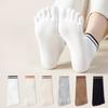 1/4/5 пар женских хлопковых носков с пятью пальцами, полосатые носки до середины икры, дышащие носки с раздельными пальцами для спорта, йоги, пилатеса