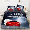 Cartoon Car King Queen Duvet Cover Cute Red Toy Sports Car Bedding Set Kids Police Car Fire Truck 2/3pcs Polyester Quilt Cover