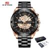 VA VA VOOM Модные мужские кварцевые часы, многофункциональные часы из нержавеющей стали, мужские спортивные часы, светящийся календарь, стальной ремень, полые наручные часы
