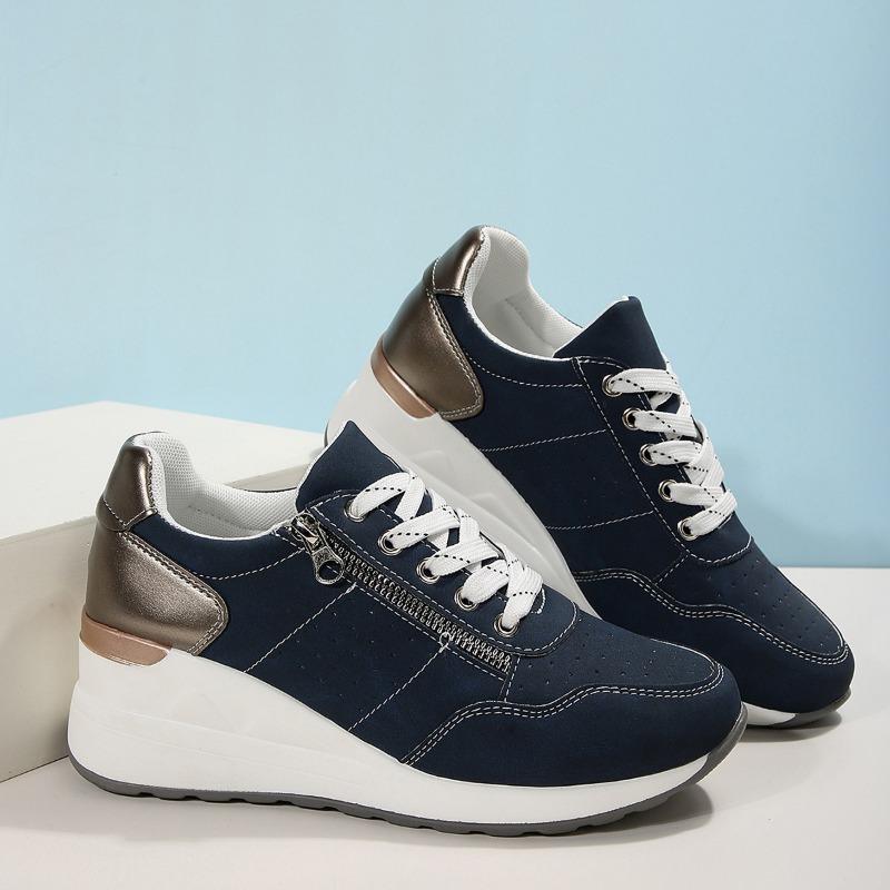 New casual women's shoes, sports shoes, lace-up burned flower platform single shoes