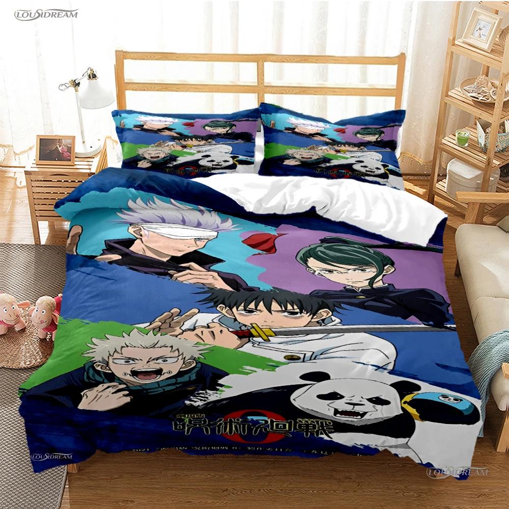 Мультяшное Аниме Jujutsu Kaisen Пододеяльник Одеяло Постельный набор Мягкий Чехол для одеяла и Наволочки для Подростков Односпальный/Двуспальный/Квинсайз/Кингсайз