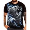 Men's Stylish T-Shirt with Polar Bear Print, New Summer Casual Outdoor Short Sleeve, Lightning Pattern, Comfortable Streetwear Top