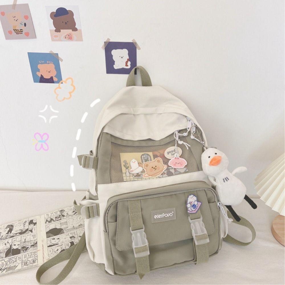Nylon Canvas Schoolbag College Style School Bag Simple Large Capacity Backpack Girl