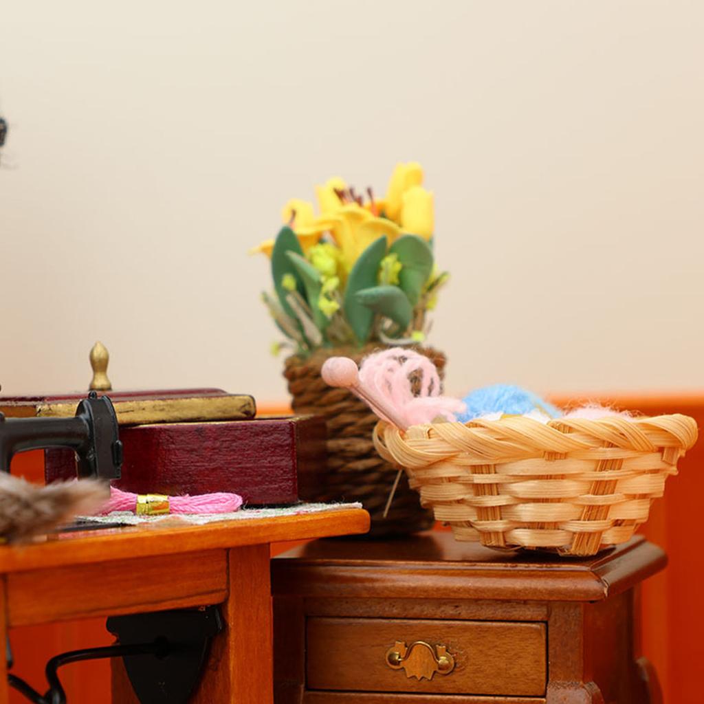 Миниатюрный кукольный домик в масштабе 1/12, наборы швейных инструментов с корзиной для пряжи и швейной коробкой для создания реалистичной модельной сцены