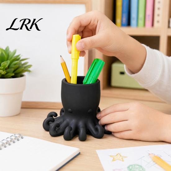 Круглый держатель для ручек в виде осьминога, 3D-печать, Форма стаканчика для карандашей, Милый устойчивый контейнер, Настольный органайзер в виде морского животного для дома, Офиса, Аксессуар, Декор в стиле