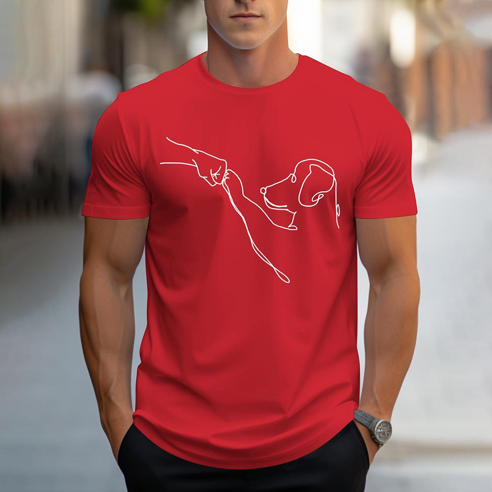 Новая футболка с графическим принтом в виде нарисованной от руки собаки, свободная мужская одежда с коротким рукавом, повседневная дышащая мужская футболка, верхняя часть