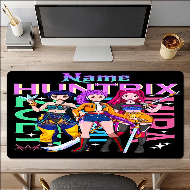 Custom Name Kpop Demon Hunters Theme Mouse Pad Non Slip Rubber Base Multifunctional Office Home Decor Perfect For Workspace Personalization