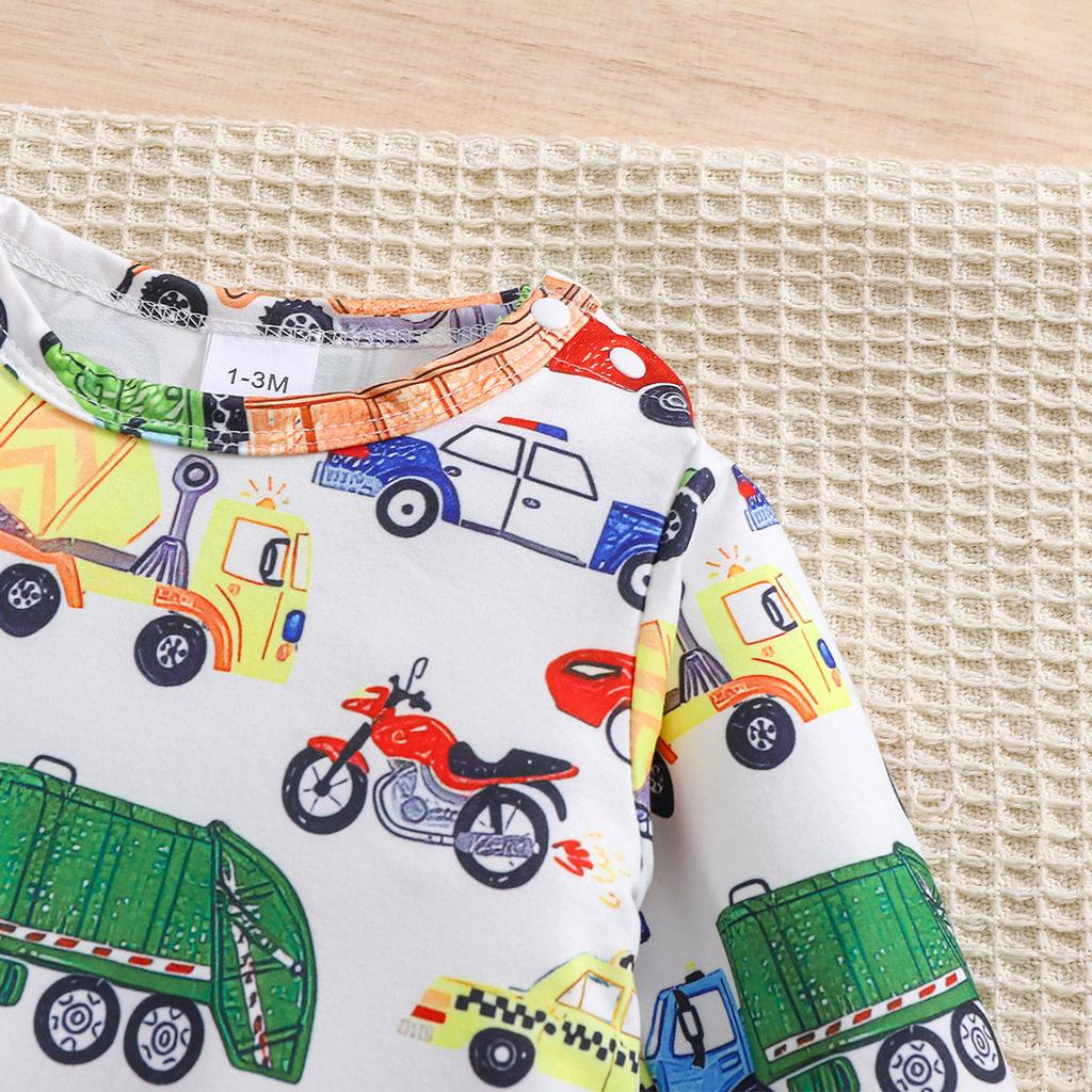 Детский комбинезон с длинными рукавами и милым принтом для мальчиков