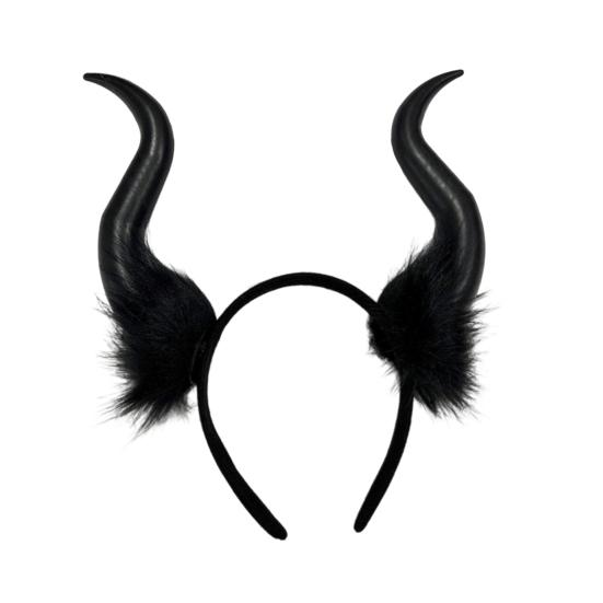 Halloween Devil Horns Plush Headband Cosplay Gothic Hair Hoop Dress Up Accessories Party Outfits Headband