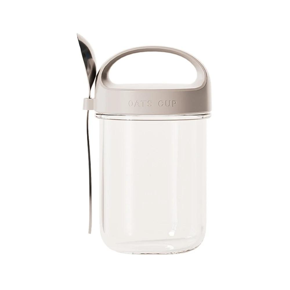 Стакан для овсянки на ночь 430 мл, стеклянный, с крышкой и ложкой, герметичный, для еды, для завтрака, портативный, для хлопьев, молока, салата, йогурта, кухонный предмет