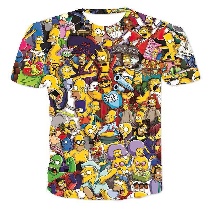 Летняя футболка THE SIMPSONS 3D Цифровая печать Мужская дышащая футболка с круглым вырезом и коротким рукавом