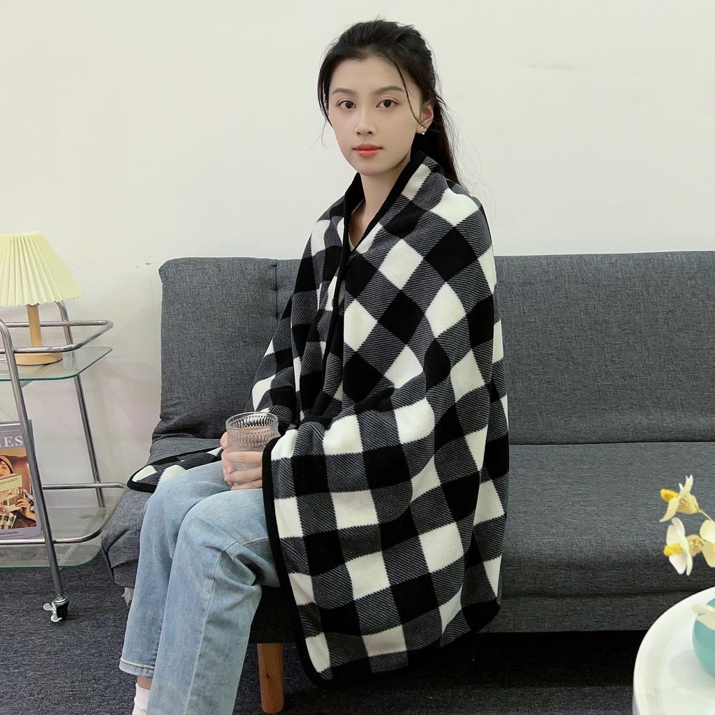 Lady Multifunction Doublelayer Tartan Plaid Blanket Scarf Wrap Shawl Keep Warm