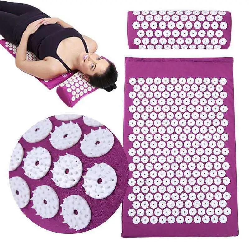 Set Pillow Mat Massage Neck Foot Yoga Needle Back Cushion Acupressure Health Foot Point Diagram Plastic Relax Stand Press