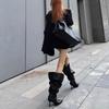 Super Large Tube Circumference High Heel Boots Spice Girl Pointed Head Thin Heel Knee Wide Tube Boots Stacking Boots