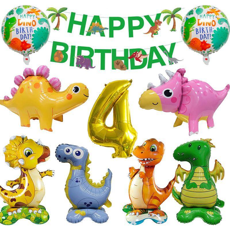 Dinosaur-themed Tyrannosaurus Rex and Pteranodon Balloon Set for Children's First Birthday Decoration
