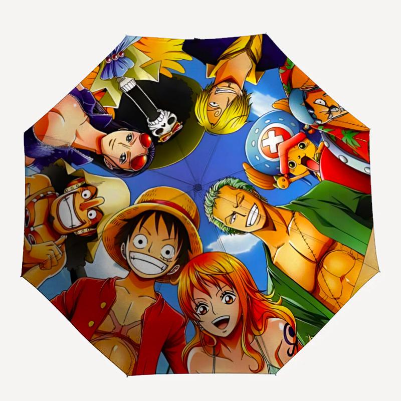 1 шт. One Piece Команда Автоматическое Открытие/Закрытие Складной Портативный Милый Зонт с 8-реберной Конструкцией для Женщин/Мужчин, Всесезонное Использование a0901145