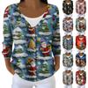 Women's Fashion Long Sleeve Christmas Snowman Snowflake Print Jacket Cardigan