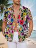 New Men'S Casual Short Sleeve Shirt Vibrant Floral Clusters in Full Bloom Colourful Gradient Effect Festive Party & Daily Commute Versatile Machine