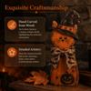 Rustic Witch Cat Decor Double Side Desktop Decoration Wooden Halloween Figurine  Indoor Decor