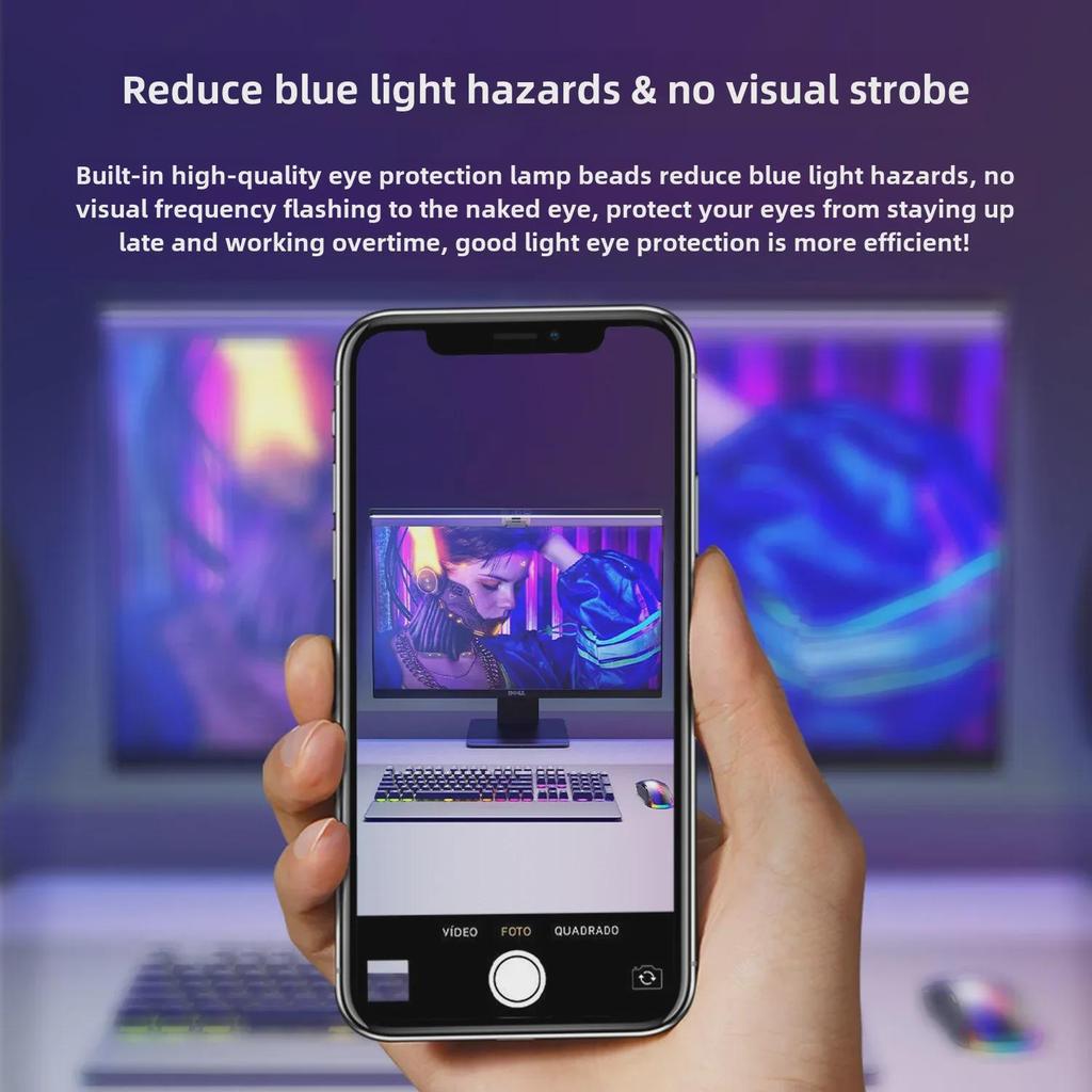 Large Curved Screen LED Desk Lamp with Colorful Ambiance Lighting - Perfect for Computer Monitors