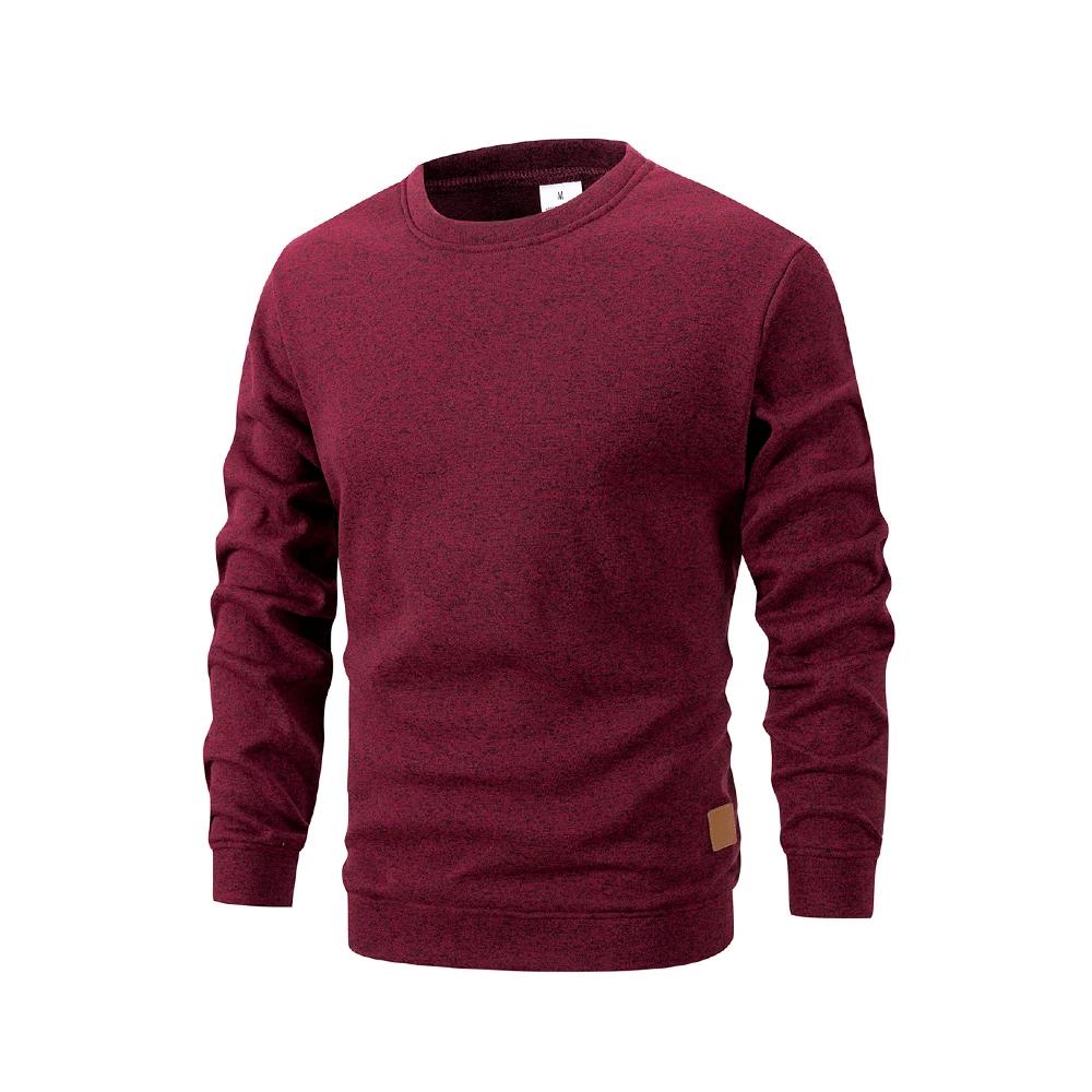 New Mens Round Neck Sweatshirt Solid Color Loose Casual Pullover Men Fashion Warm Long Sleeve Hoodies Men Clothing