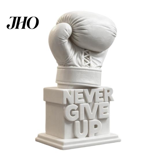Matte Red Boxing Glove Never Give Up Statue, Inspiring 3D-Printed Ornament for Home Unique Desk Office Decor, Motivational Gift Athletes, Boxers,