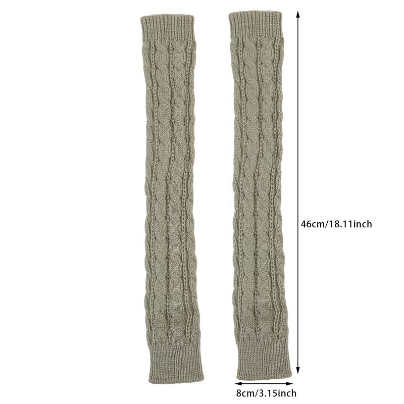 1 пара длинных вязаных унисекс перчаток с полупальцами для женщин и девочек, осенне-зимние, однотонные, теплые варежки до локтя