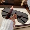 New One-piece Pilot Frame Sunglasses Metal Fashion Personality Leopard Sunglasses 989