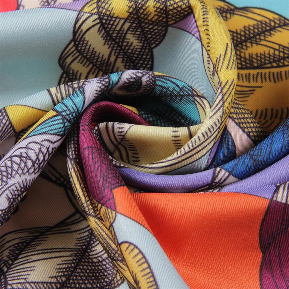 POBING Шёлковый Твиловый Платок Ручной Свертки Женский В Горошек Каштан Двусторонний Принт Квадратные Платки Шарфы Платки Женские Хиджаб 53СМ