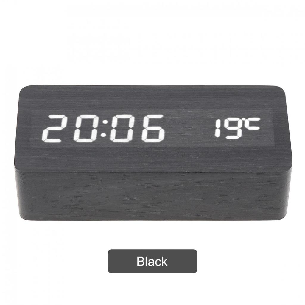 Светодиодный деревянный будильник, голосовое управление, время, дата, температура, цифровые прямоугольные настольные часы