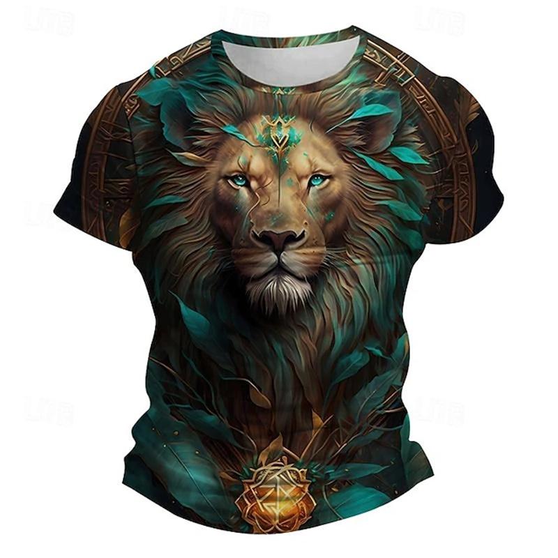 Boutique Men's Vintage T-Shirt Oversized 3D Tiger Print Short-Sleeved Top Men's Fashion Round Neck Sports Short Sleeve 6Xl