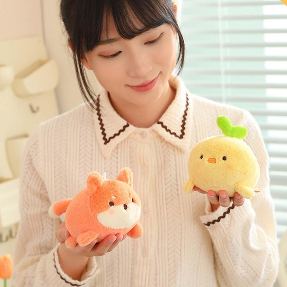 Mental Rotate Tail Plush Toy Rabbit Chick Key Ring Funny Pink Pig Plush Keychain Backpack