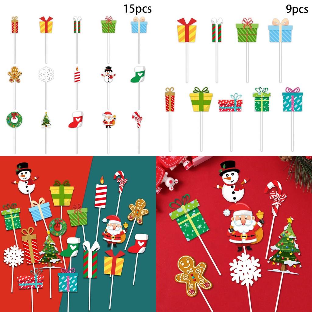 Набор рождественских флажков для торта из бумаги для праздничной выпечки и украшения десертов