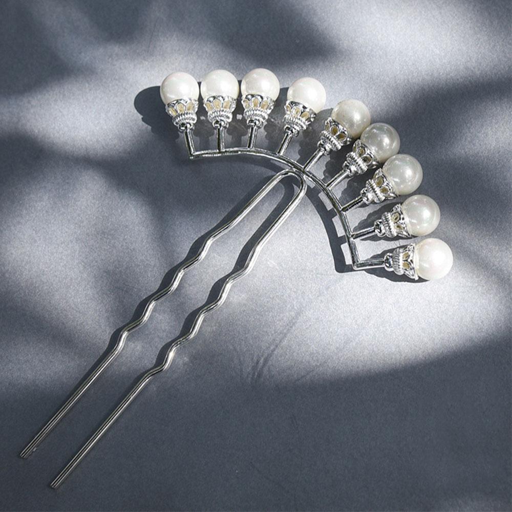 Crystal Petals Women U-shaped Zinc Zinc Alloy Hanfu Hair Sticks Pearl Row Hairpin Hair Forks Hair Accessories