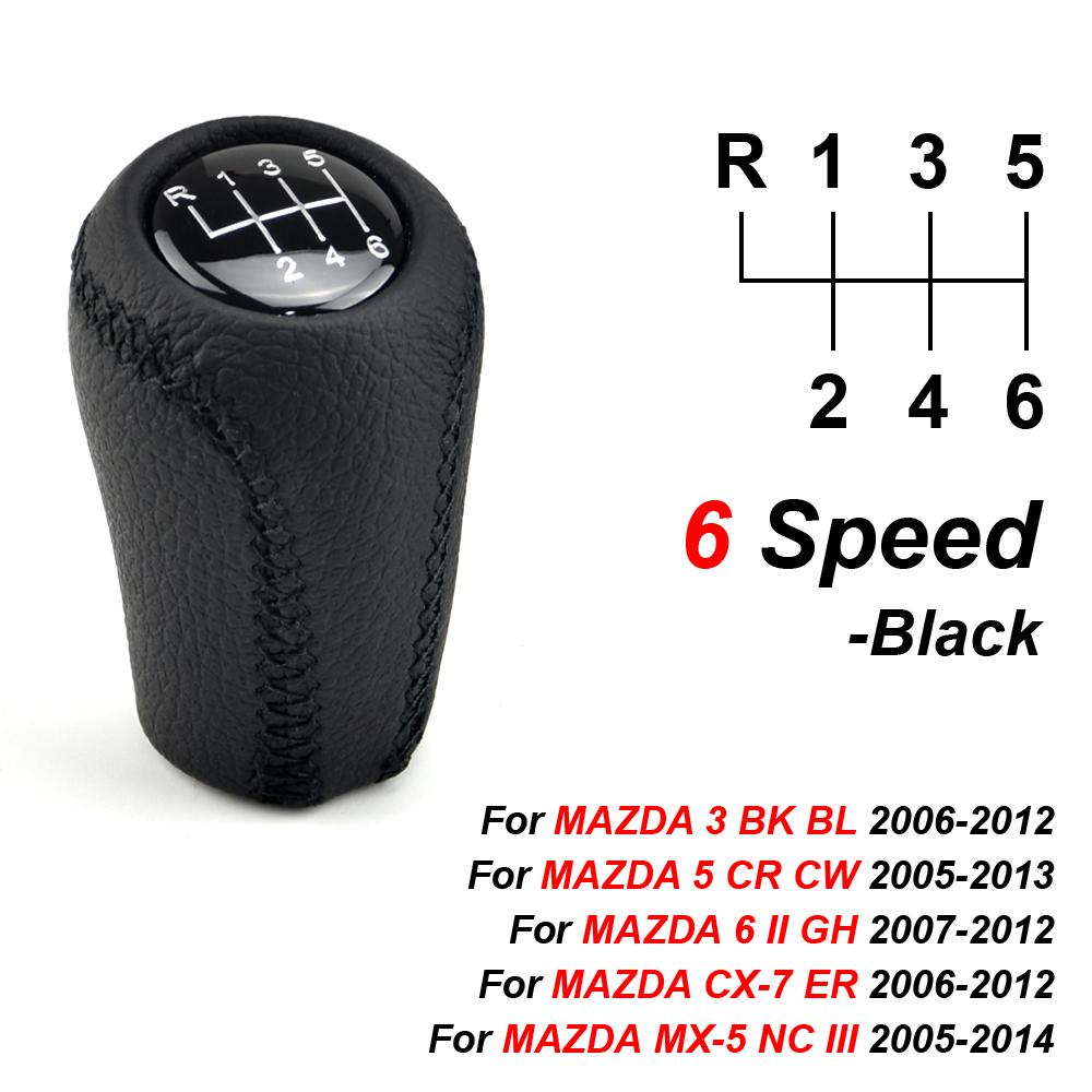 Ручка переключения передач 5/6 скоростей для MAZDA 3 BK BL 5 CR CW 6 II GH CX-7 ER MX-5 NC III MT, кожаный рычаг, рукоятка, хедболл