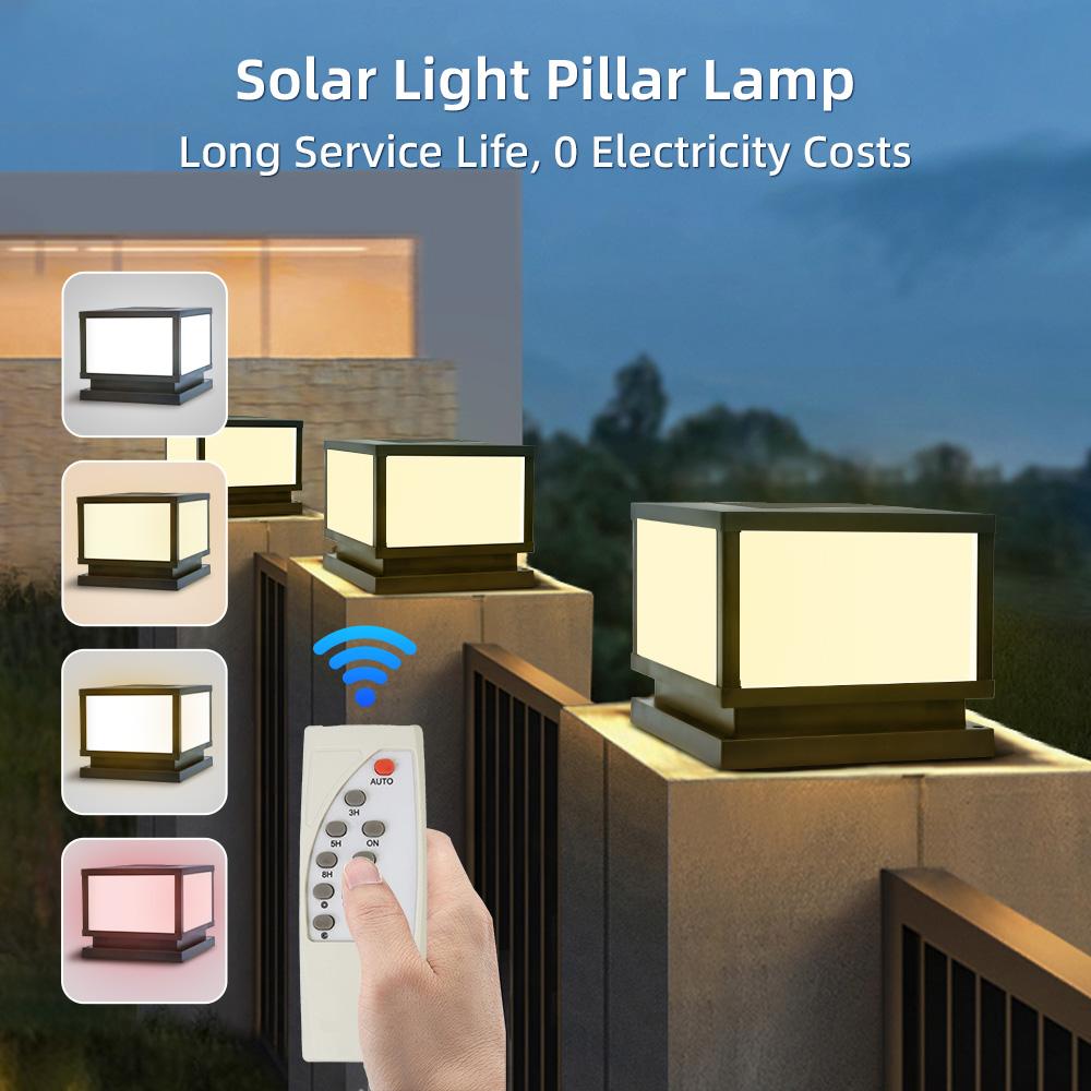 Detachable IP44 Waterproof Solar LED Garden Courtyard Square Pole Outdoor Garden Light for Villa Yard Patio Door Landscape Lamp