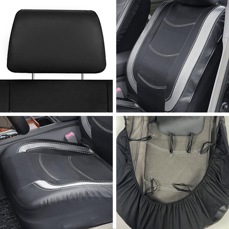 AUTO PLUS Universal Car Seat Cover Set Pu Leather Vehicle Cushion Full Surrounded Protector Fit Most Car Suv Truck Accessories