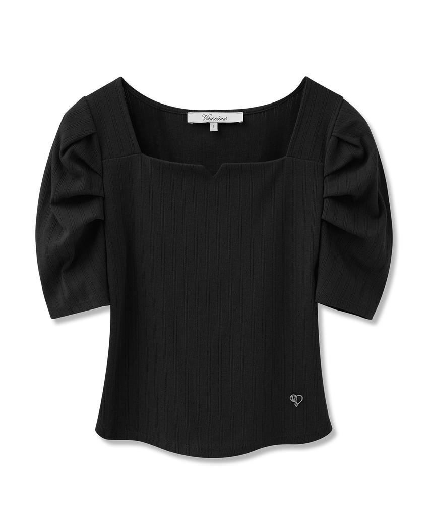 VIVACIOUS Charly Punched Square Neck Puff Tee_3 Colors