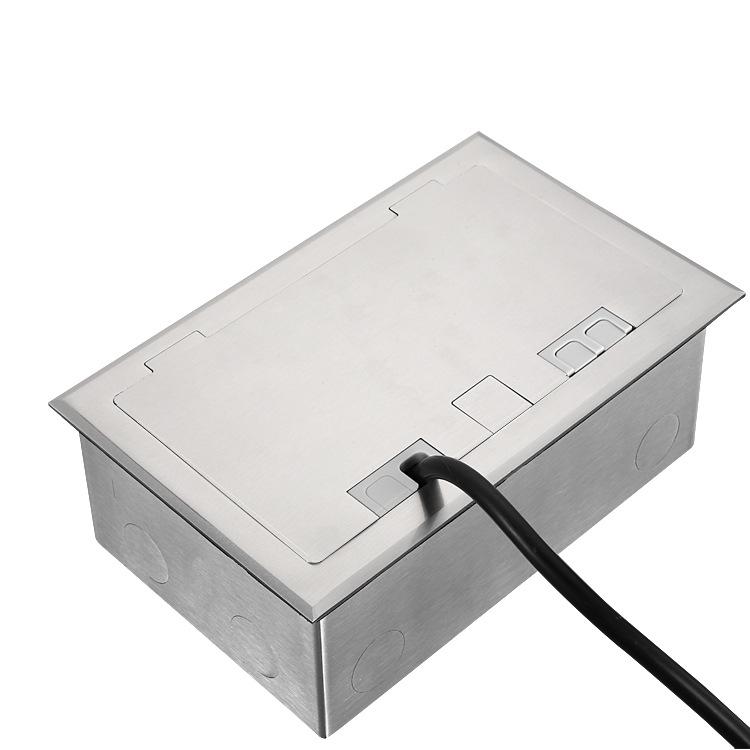 Stainless Steel Flip-Top European Power Socket with USB Fast Charging, Waterproof Floor Box