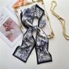 Ink Graffiti Small Silk Scarf: Versatile Double-Sided Spring & Summer Hair Tie with Color Matching for Women