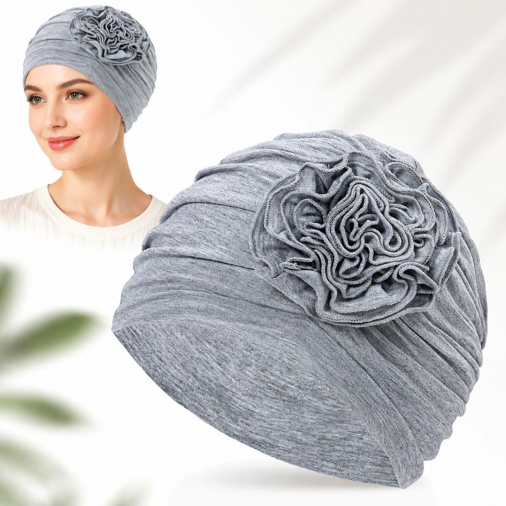 Double Layer Headscarf Hat 3D Flowers Headband Hat Simple Chemo Headwear Hat  For Women