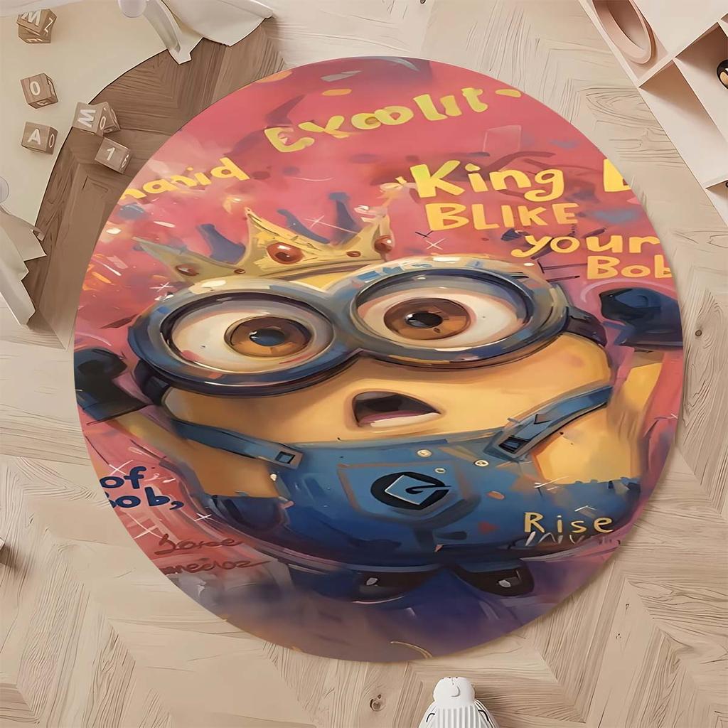 Hot Sale Minions Round Rug Cute Cartoon Theme Circular Floor Mat For Kids Boys Bedroom Dorm Playroom Home Decoration