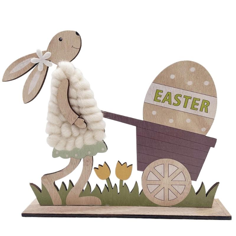 Пасхальные кролики Деревянные скульптуры Кролик Фигурка Скульптура кролика для элегантного украшения дома и праздничных экспозиций