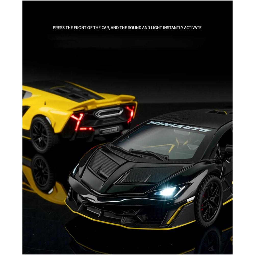 Масштаб 1/32 Спортивный автомобиль Lambo из литого металла 4-дверный Инерционный Звук и Свет База Модель Автомобиля Детская Игрушка Украшения Подарок