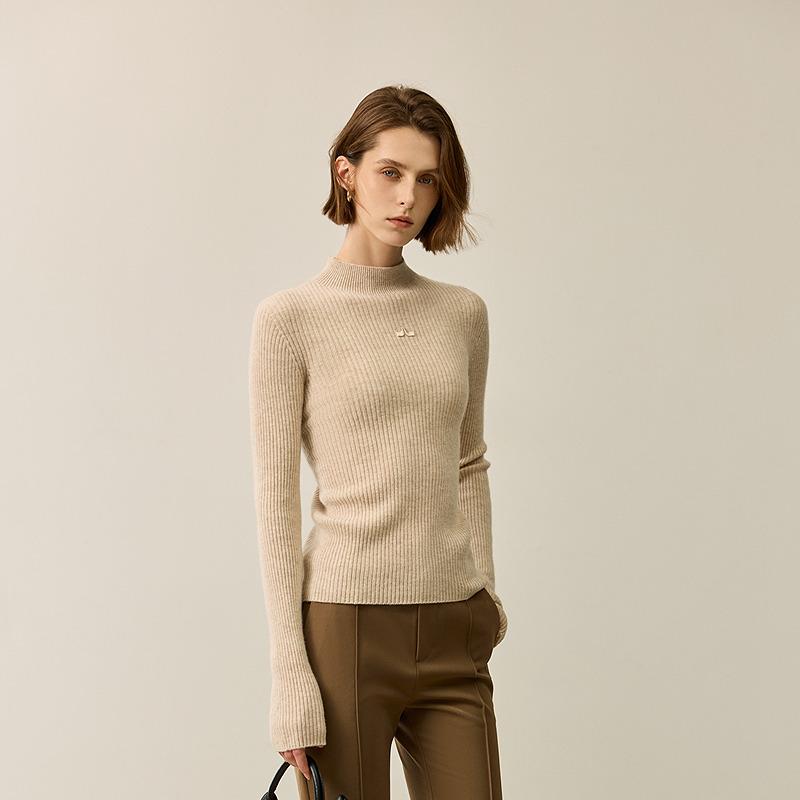 LILY slim fit inner half high neck knit sweater