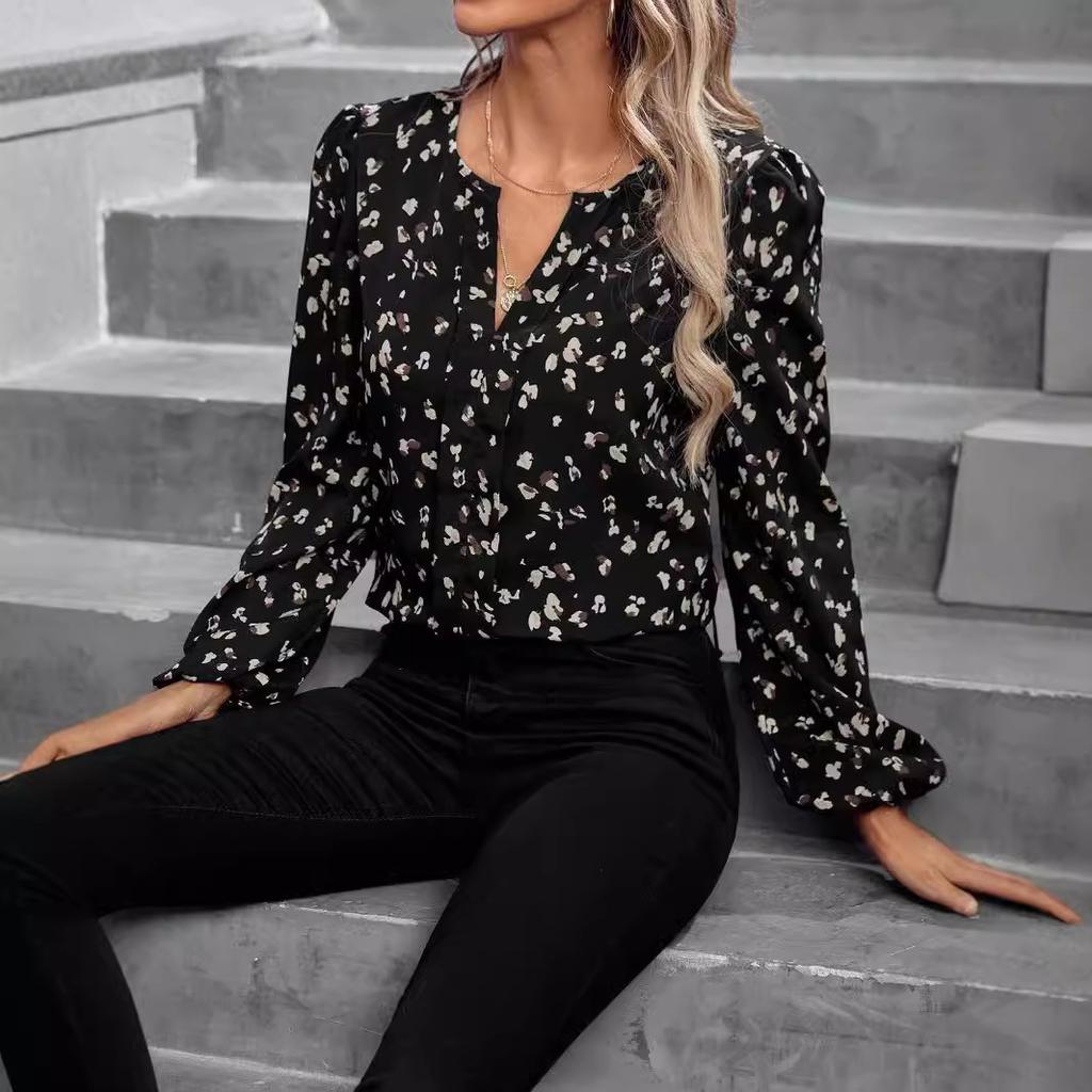 Женская рубашка-топ с рукавами-фонариками и принтом All Match, весна-лето