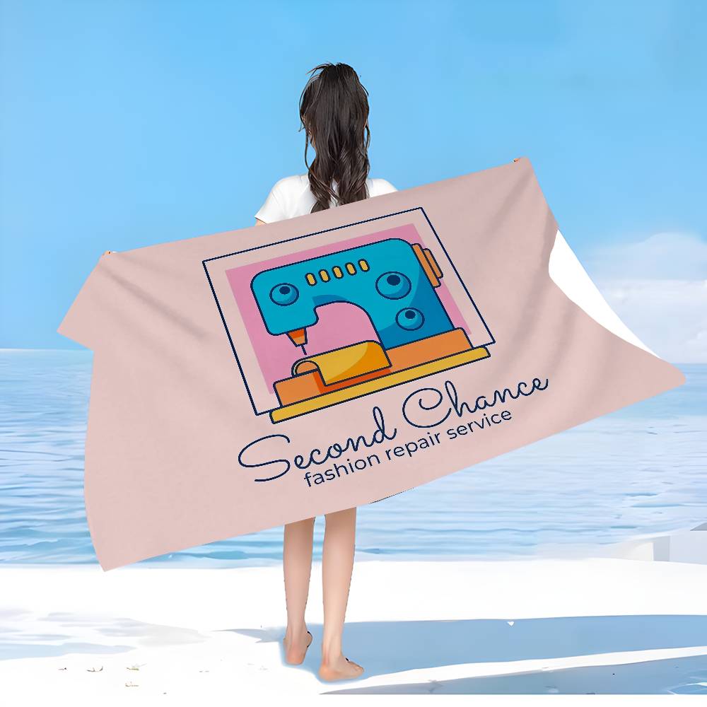 Vintage Sewing Machine Beach Towel Colorful Bath Towels for Girl Microfiber Quick Dry Sand Free Beach Yoga Spa Gym Pool
